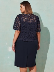 Live Unlimited Blue Lace Overlay Midi Dress - Image 3 of 4