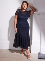Live Unlimited Blue Lace Midaxi Dress - Image 1 of 5