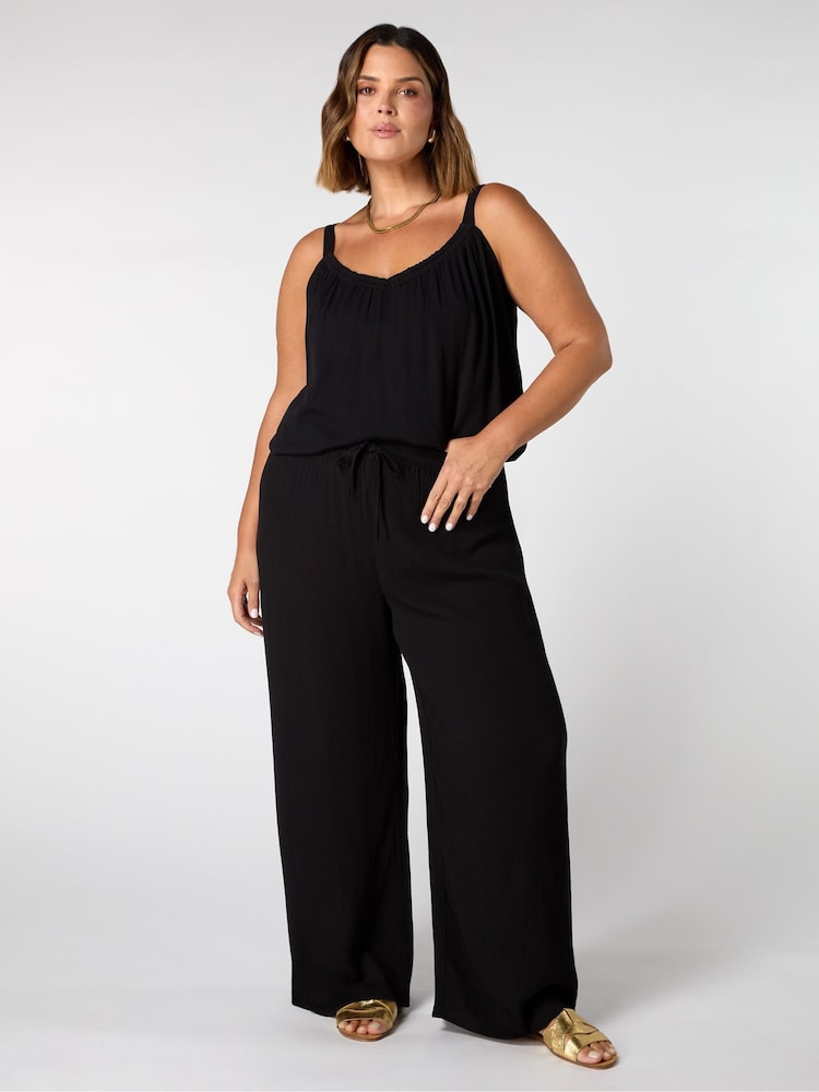 Negro - Live Unlimited Curve Crinkle Drawstring Trousers - Imagen 1 de 2