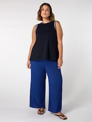 Live Unlimited Blue Petite Curve Petite Crinkle Drawstring Trousers - Image 1 of 3