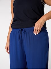 Live Unlimited Blue Petite Curve Petite Crinkle Drawstring Trousers - Image 2 of 3