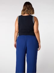Live Unlimited Blue Petite Curve Petite Crinkle Drawstring Trousers - Image 3 of 3