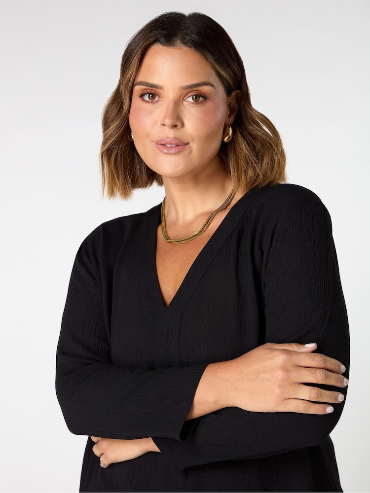 Live Unlimited Black Curve Petite Split Front Tunic - Image 3 of 4