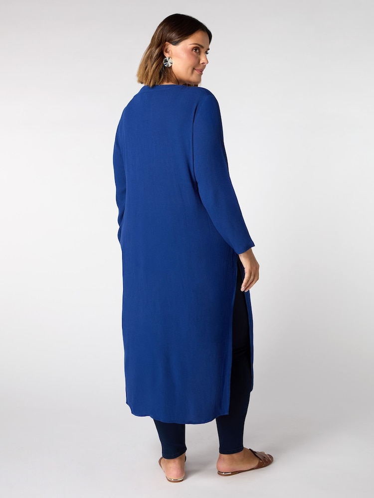 Live Unlimited Blue Petite Curve Petite Split Front Tunic - Image 4 of 4 Live Unlimited Blue Petite Curve Petite Split Front Tunic - Image 4 of 4