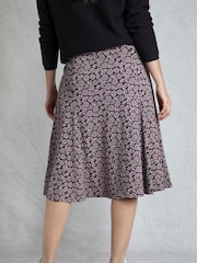 Weird Fish Pink Romaro Printed Jersey Godet Midi Skirt - Image 2 of 5