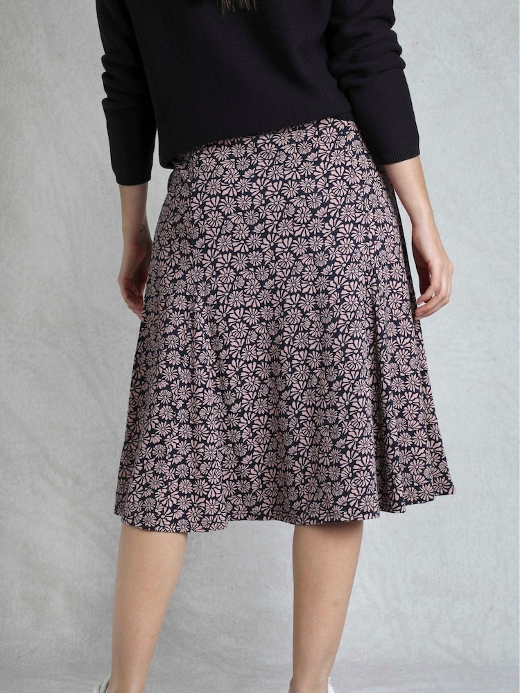 Weird Fish Pink Romaro Printed Jersey Godet Midi Skirt - Image 2 of 5