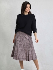 Weird Fish Pink Romaro Printed Jersey Godet Midi Skirt - Image 3 of 5