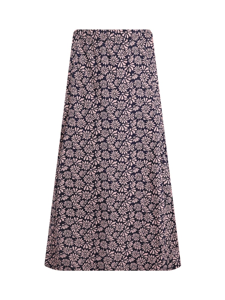 Weird Fish Pink Romaro Printed Jersey Godet Midi Skirt - Image 5 of 5