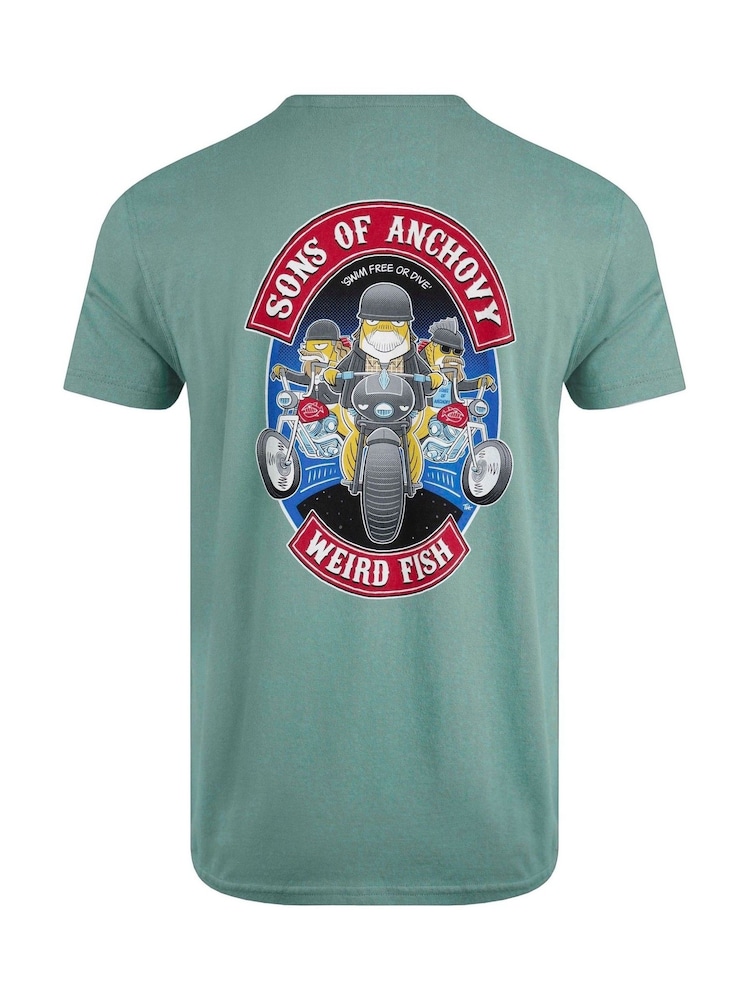 Weird Fish Blue Sons of Anchovy Heritage Wash Artist 100% Cotton T-Shirt - Image 6 of 6