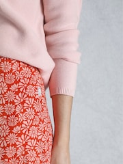 Weird Fish Red Romaro Printed Jersey Godet Midi Skirt - Image 4 of 5