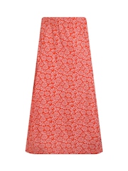 Weird Fish Red Romaro Printed Jersey Godet Midi Skirt - Image 5 of 5