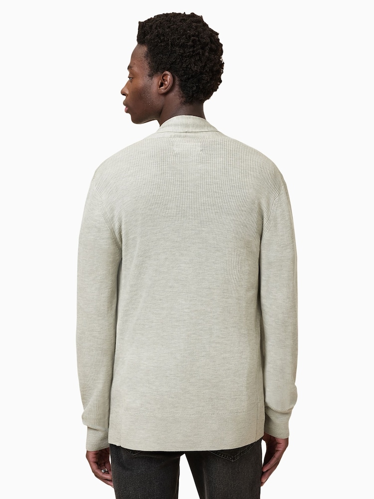 AllSaints Slate Green Mode Merino Open Cardigan - Image 7 of 8