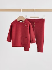 Red Baby Knitted Jumper and Leggings Set (0mths-2yrs) - Image 1 of 11