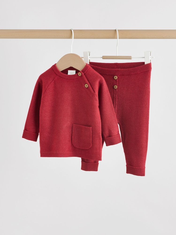 Red Baby Knitted Jumper and Leggings Set (0mths-2yrs) - Image 1 of 11