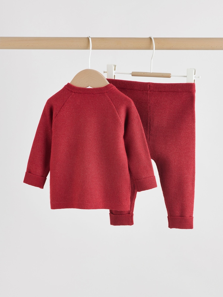 Red Baby Knitted Jumper and Leggings Set (0mths-2yrs) - Image 2 of 11