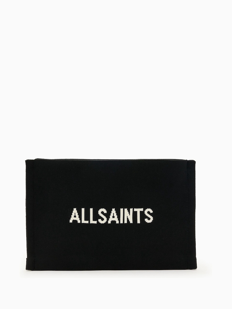 AllSaints Black Izzy 100% Cotton Clutch - Image 1 of 5