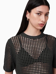 Negro - AllSaints Paloma Mesh T-Shirt - Imagen 2 de 7