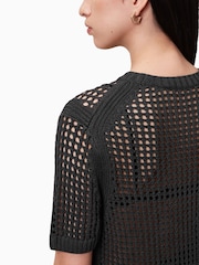 Negro - AllSaints Paloma Mesh T-Shirt - Imagen 4 de 7