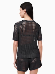 Negro - AllSaints Paloma Mesh T-Shirt - Imagen 6 de 7