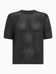 Negro - AllSaints Paloma Mesh T-Shirt - Imagen 7 de 7