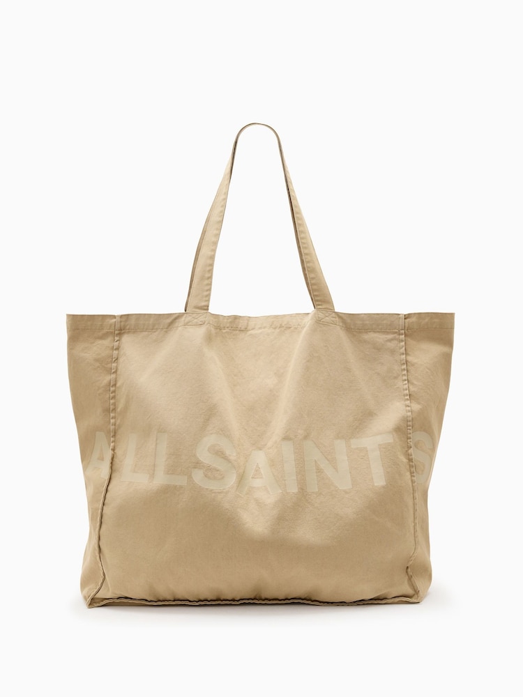 AllSaints Brown Large Biggy 100% Organic Cotton Tote Bag - Image 1 of 5