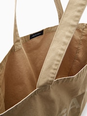 AllSaints Brown Large Biggy 100% Organic Cotton Tote Bag - Image 2 of 5