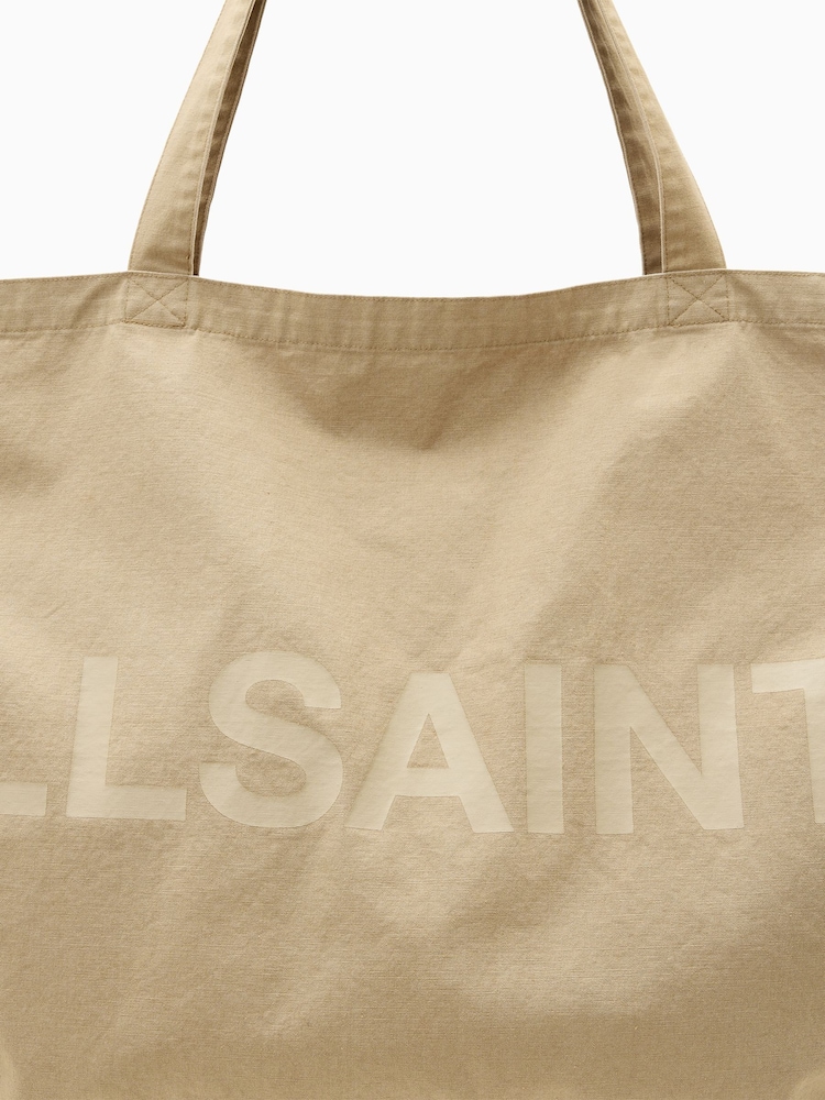 AllSaints Brown Large Biggy 100% Organic Cotton Tote Bag - Image 4 of 5