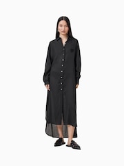 AllSaints Black Ezra Shirt Dress - Image 4 of 7