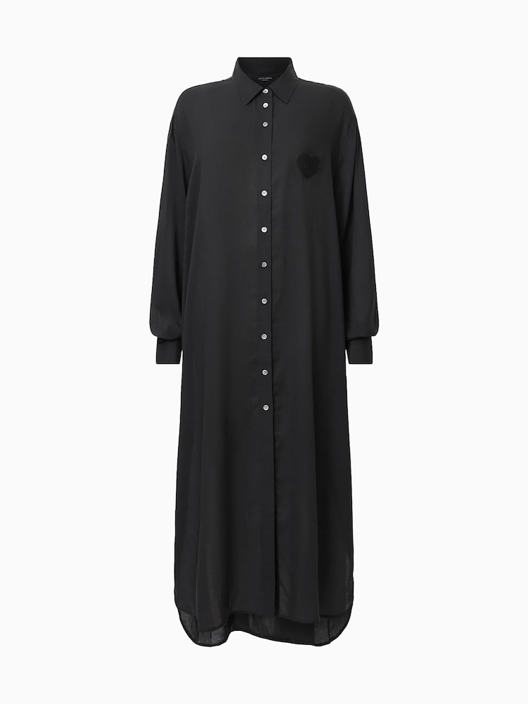 AllSaints Black Ezra Shirt Dress - Image 7 of 7