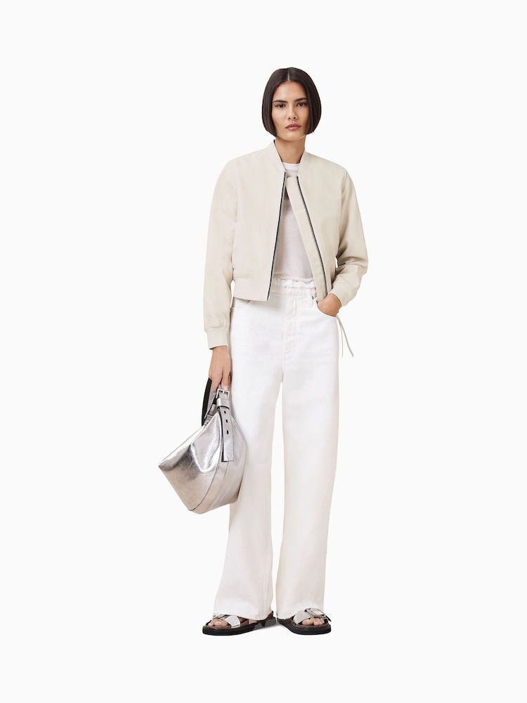 AllSaints Onyx White Orten Bomber Jacket - Image 2 of 7