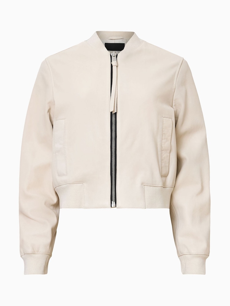 AllSaints Onyx White Orten Bomber Jacket - Image 7 of 7