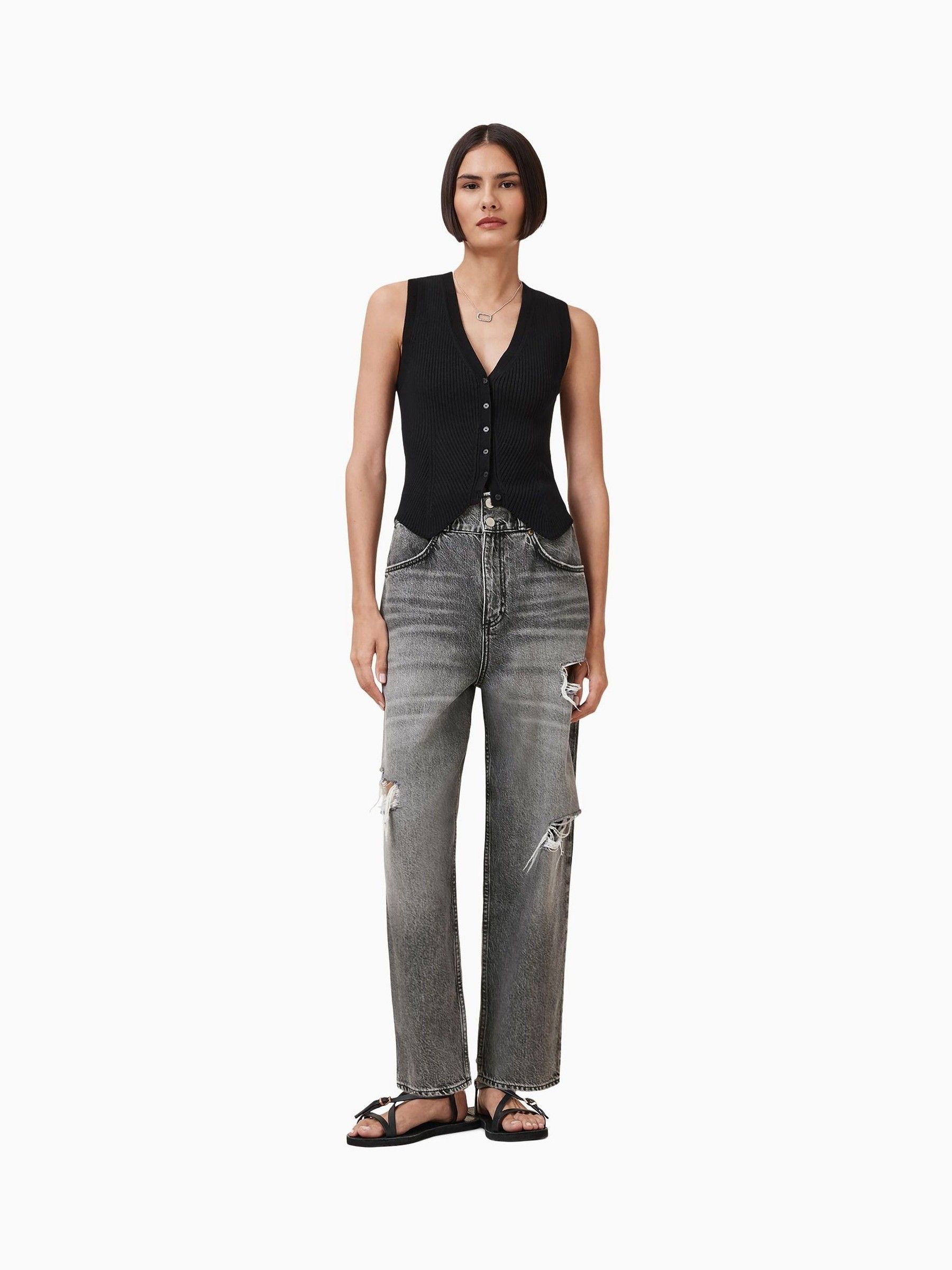 Buy AllSaints Grey Daisy Barrel Jeans from Next USA