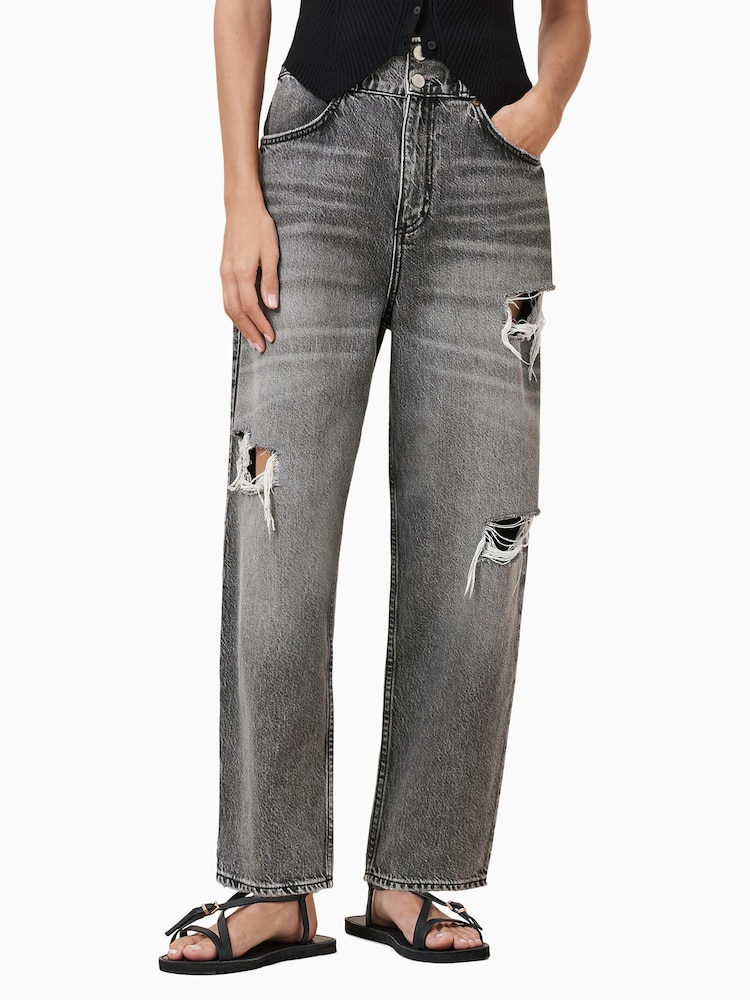 AllSaints Grey Daisy Barrel Jeans - Image 4 of 8