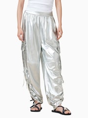 AllSaints Grey Kaye Trousers - Image 4 of 8