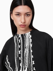 AllSaints Black Metallo Dana 100% Cotton Sweatshirt - Image 2 of 8