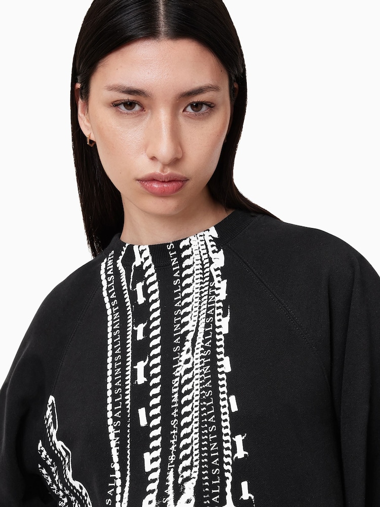 AllSaints Black Metallo Dana 100% Cotton Sweatshirt - Image 2 of 8