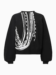AllSaints Black Metallo Dana 100% Cotton Sweatshirt - Image 8 of 8