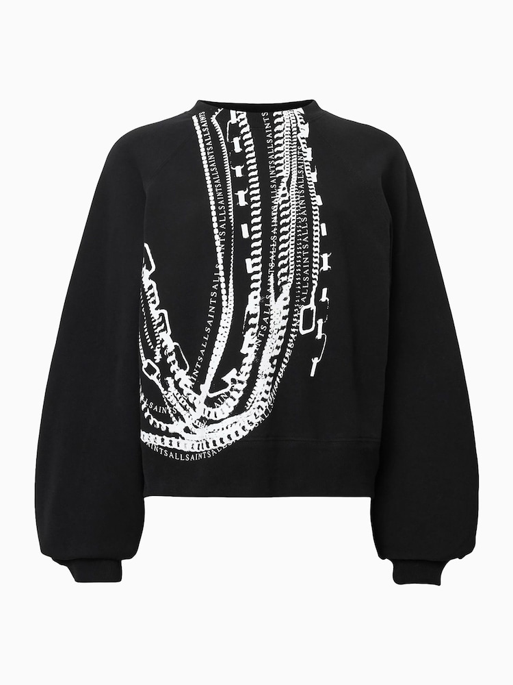 AllSaints Black Metallo Dana 100% Cotton Sweatshirt - Image 8 of 8
