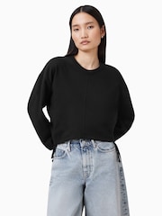 AllSaints Black Mira Haven 100% Cotton Sweatshirt - Image 1 of 7