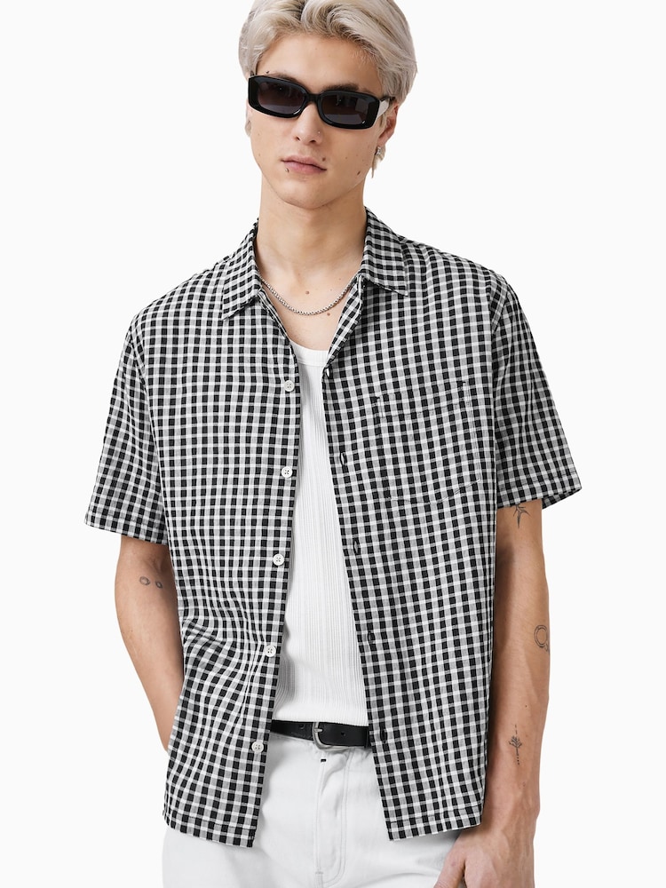 AllSaints Black Tawney 100% Cotton Short Sleeve Shirt - Image 1 of 7