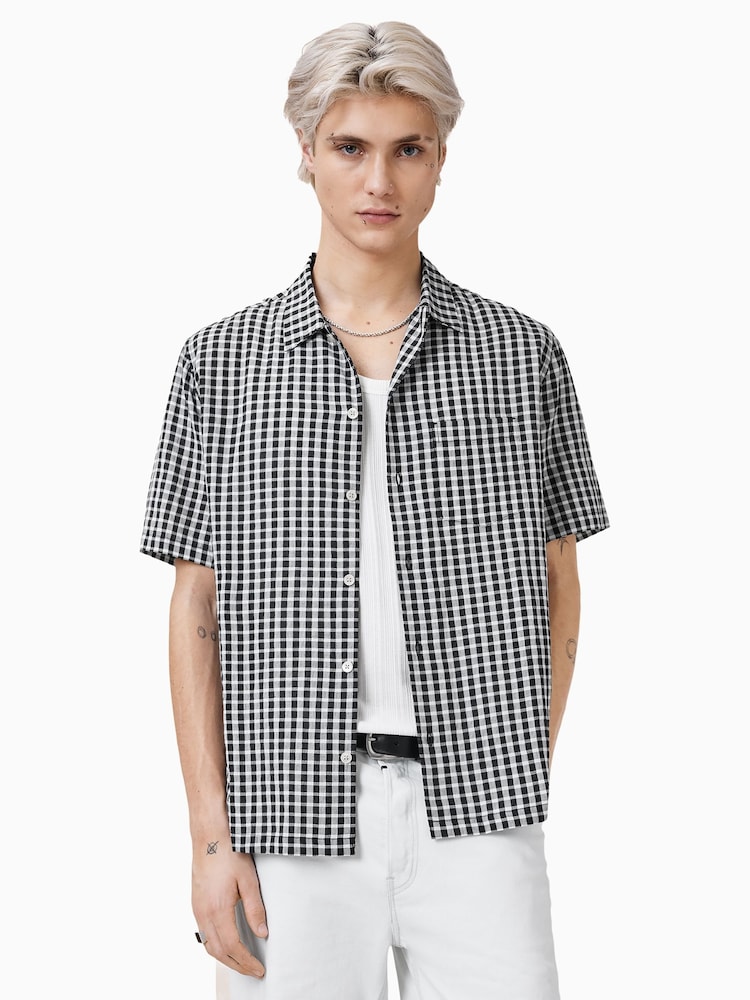 AllSaints Black Tawney 100% Cotton Short Sleeve Shirt - Image 2 of 7