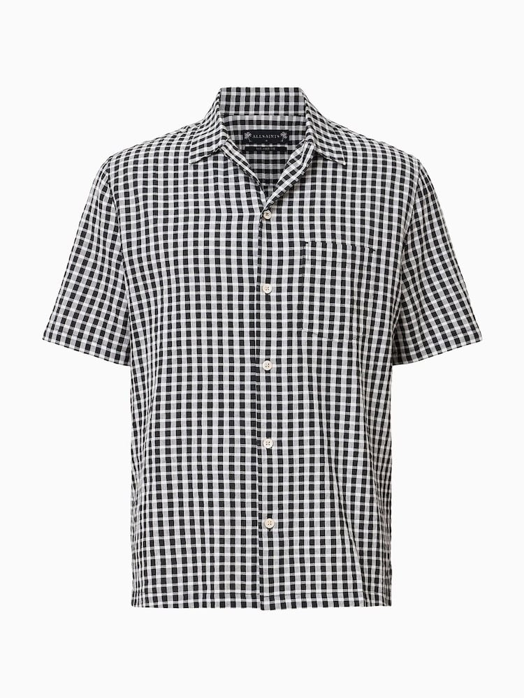AllSaints Black Tawney 100% Cotton Short Sleeve Shirt - Image 7 of 7