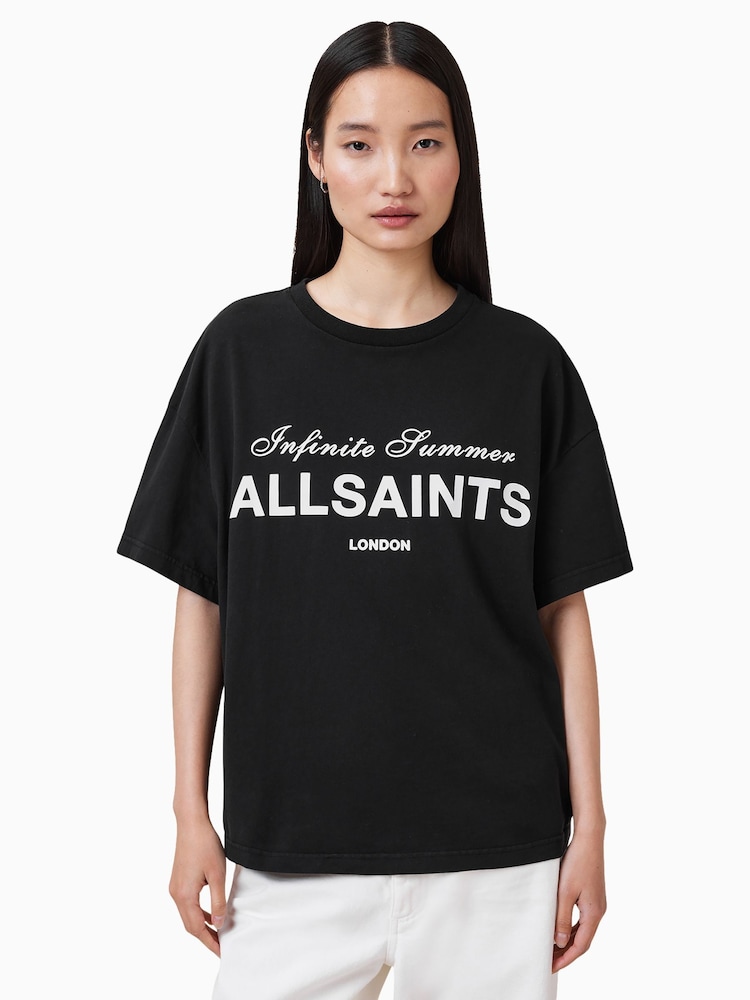 AllSaints Black Avri 100% Cotton T-Shirt - Image 7 of 8