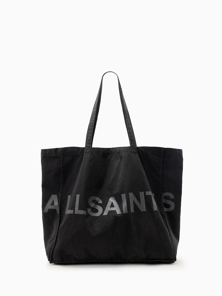 AllSaints Black Large Biggy 100% Organic Cotton Tote Bag - Image 1 of 7