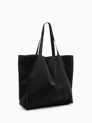 AllSaints Black Large Biggy 100% Organic Cotton Tote Bag - Image 2 of 7