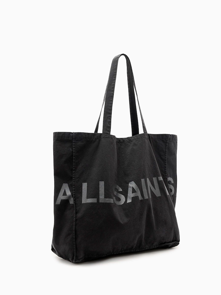 AllSaints Black Large Biggy 100% Organic Cotton Tote Bag - Image 3 of 7