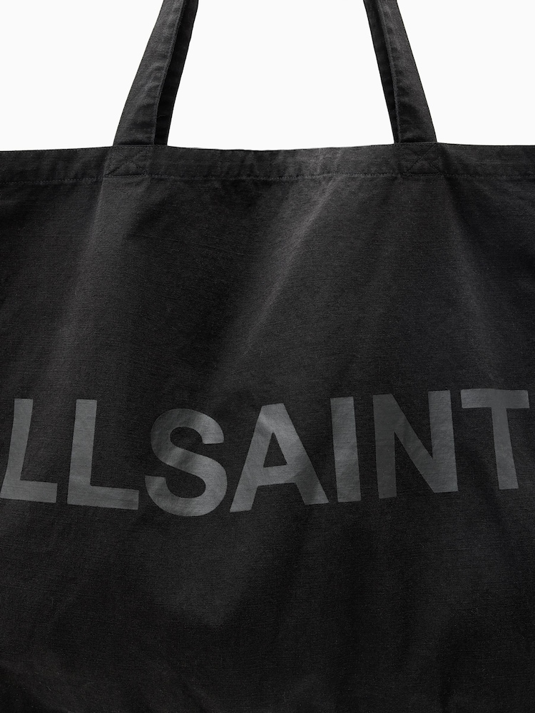 AllSaints Black Large Biggy 100% Organic Cotton Tote Bag - Image 4 of 7