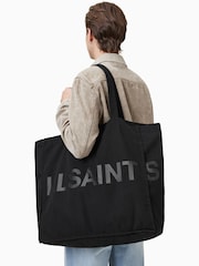 AllSaints Black Large Biggy 100% Organic Cotton Tote Bag - Image 6 of 7