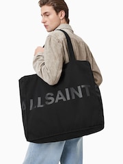 AllSaints Black Large Biggy 100% Organic Cotton Tote Bag - Image 7 of 7