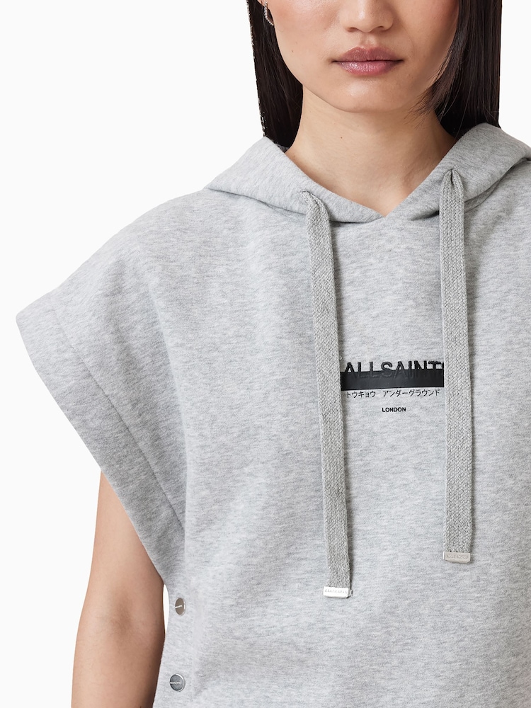 AllSaints Grey Sorri SL Hoodie - Image 6 of 8